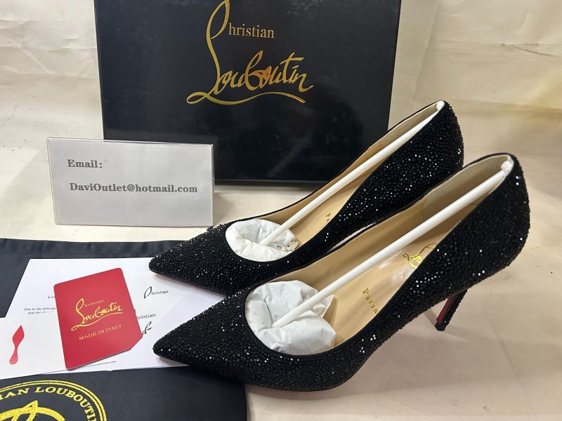 Christian Louboutin Pumps Kate Strass Embellished 105mm Suede Black